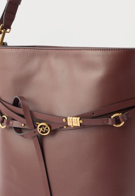Pinko Bucket Belt Classic Handbag Burgundy Wine / Antique Gold-Coloured 106339A0QO-R49Q &mdash; фото 4 з 4