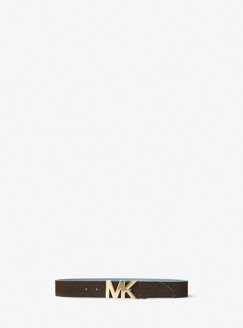 Reversible Logo and Leather Waist Belt BROWN / CHAMBRAY MICHAEL KORS — Фото, Картинка BAG❤BAG Придбати оригінал Україна, Київ, Житомир, Львів, Одеса ❤bag-bag.com.ua