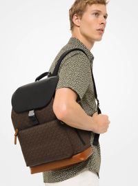 greyson logo leather field backpack