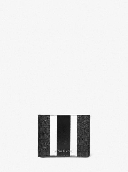 Logo Stripe Billfold Wallet With Passcase BLACK MICHAEL KORS — Фото, Картинка BAG❤BAG Купить оригинал Украина, Киев, Житомир, Львов, Одесса ❤bag-bag.com.ua