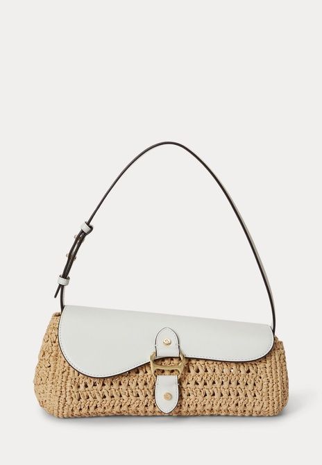 RALPH LAUREN Straw-Leather Medium Tasha East-West Bag Handbag Natural / White 431P10501-001 &mdash; фото 3 з 8