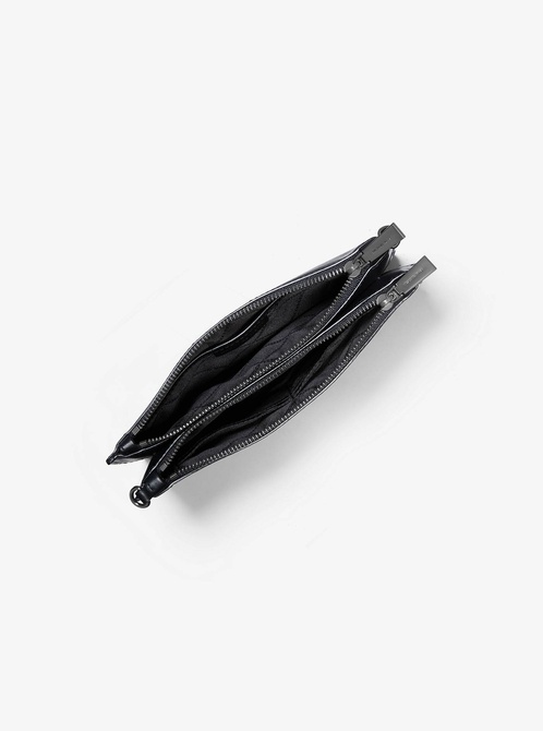 Adele Newsprint Logo Leather Crossbody Bag BLACK / NEON YELLOW MICHAEL KORS — Фото, Картинка BAG❤BAG Придбати оригінал Україна, Київ, Житомир, Львів, Одеса ❤bag-bag.com.ua