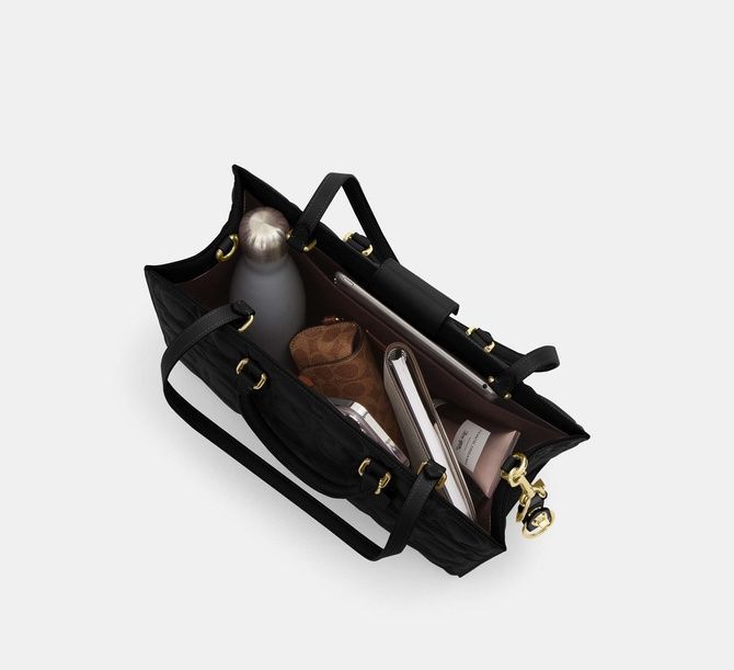 COACH Maggie Tote Bag In Signature Leather GOLD / BLACK CY672 &mdash; фото 5 из 9