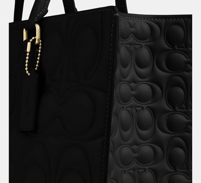 COACH Maggie Tote Bag In Signature Leather GOLD / BLACK CY672 &mdash; фото 8 из 9