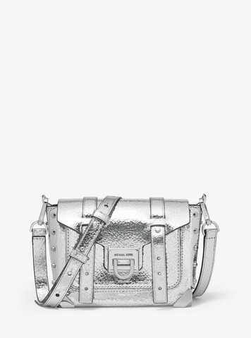 michael kors metallic silver crossbody bag