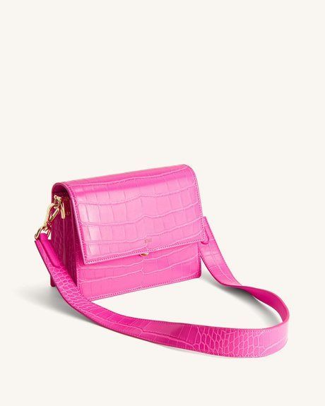 JW PEI Mini Flap Crossbody Hot Pink Croc BG70340JWP &mdash; фото 1 из 4