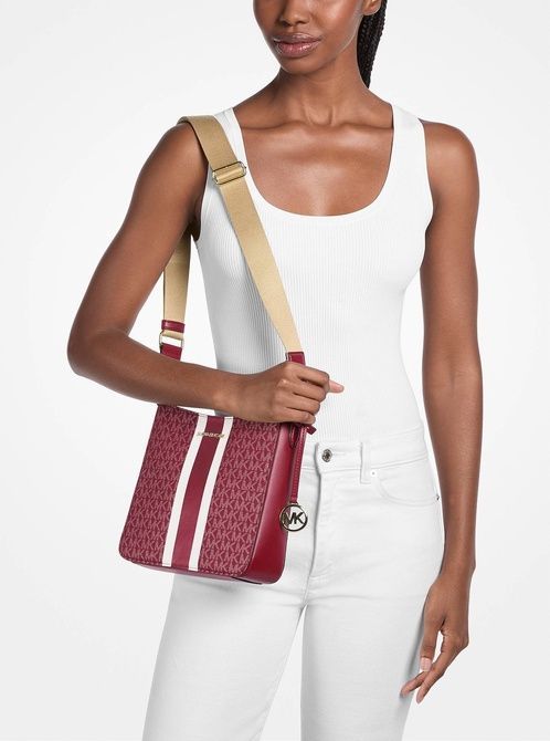MICHAEL KORS Jet Set Small Signature Logo Stripe Crossbody Bag CHERRY 35F5GTVC5K &mdash; фото 3 из 3