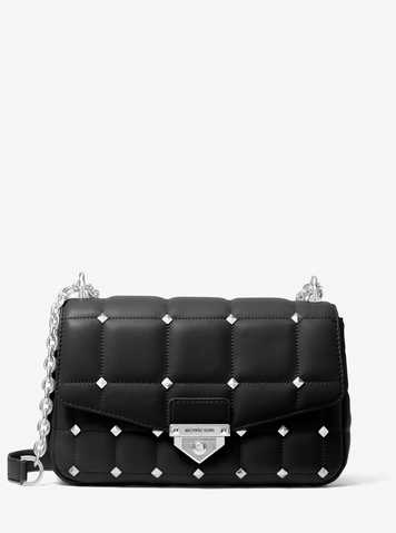 soho large studded quilted leather shoulder bag