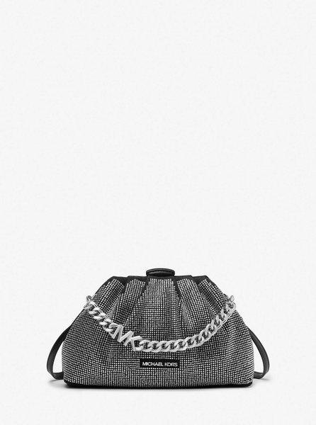 Nola Small Crystal Embellished Washed Denim Crossbody Bag BLACK MICHAEL KORS — Фото, Картинка BAG❤BAG Купить оригинал Украина, Киев, Житомир, Львов, Одесса ❤bag-bag.com.ua