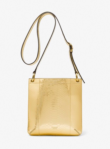 Tate Small Metallic Python Embossed Leather Crossbody Bag GOLD MICHAEL KORS — Фото, Картинка BAG❤BAG Придбати оригінал Україна, Київ, Житомир, Львів, Одеса ❤bag-bag.com.ua