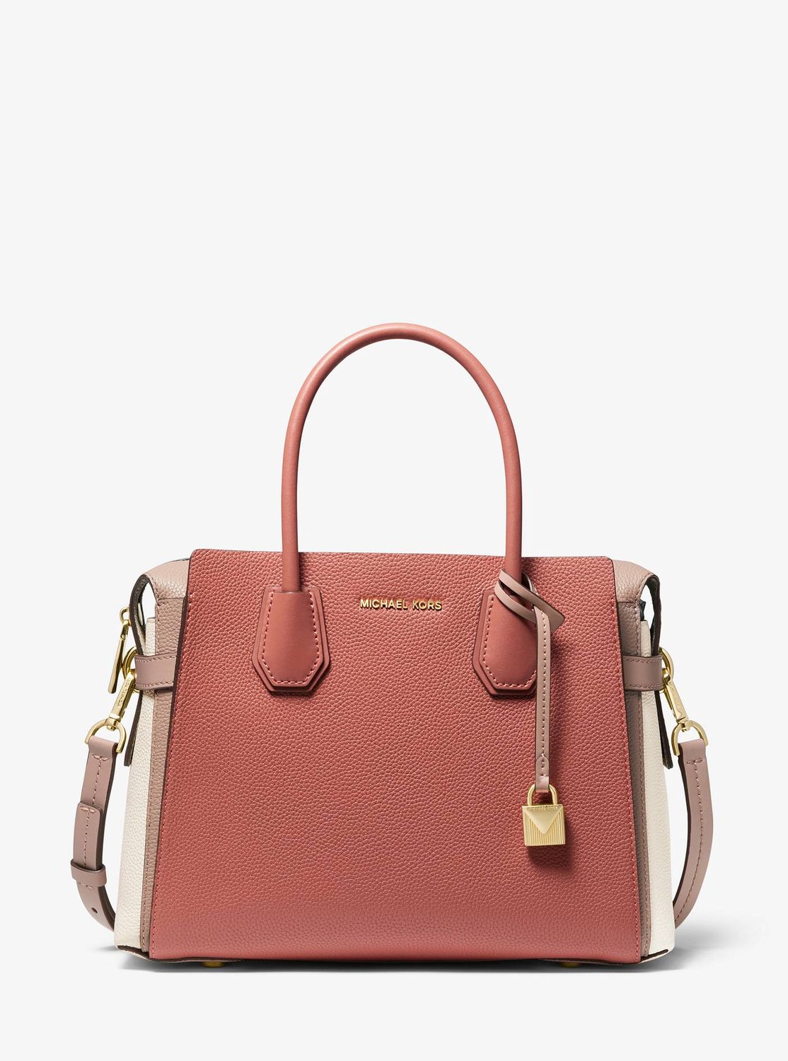 mercer belted tricolor pebble leather satchel