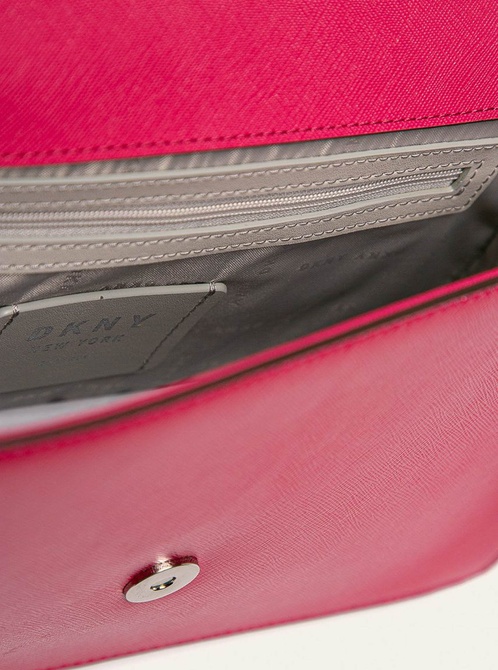 Elissa Large Pebbled Leather Charm and Lock Shoulder Bag PINK DKNY — Фото, Картинка BAG❤BAG Купить оригинал Украина, Киев, Житомир, Львов, Одесса ❤bag-bag.com.ua