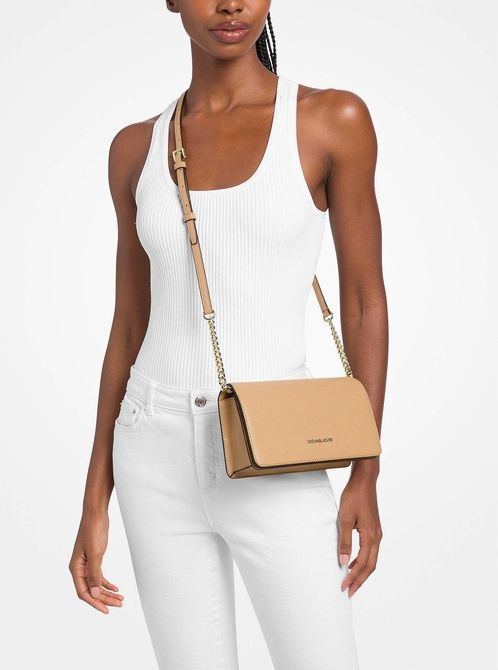 MICHAEL KORS Jet Set Travel Medium Pebbled Leather Crossbody Bag Camel 35F5GTVC2L &mdash; фото 3 з 3