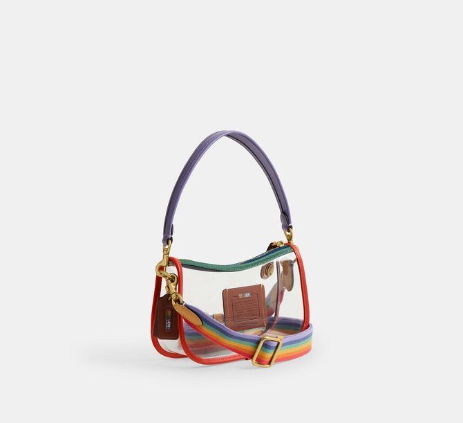 COACH Stadium Swinger Bag Signature canvas / Brass / Rainbow Multi CBL98 &mdash; фото 5 из 9