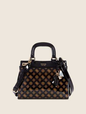 GUESS Katey Luxury Peony Black Satchel Bag