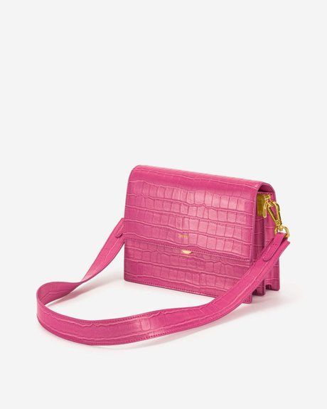 JW PEI Mini Flap Bag Rose Red Croc BG134127JWP &mdash; фото 1 из 6