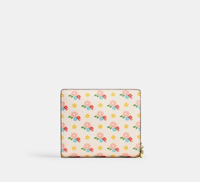 COACH Snap Wallet With Floral Print And Charm Gold / Chalk Multi CFA24 &mdash; фото 4 из 4
