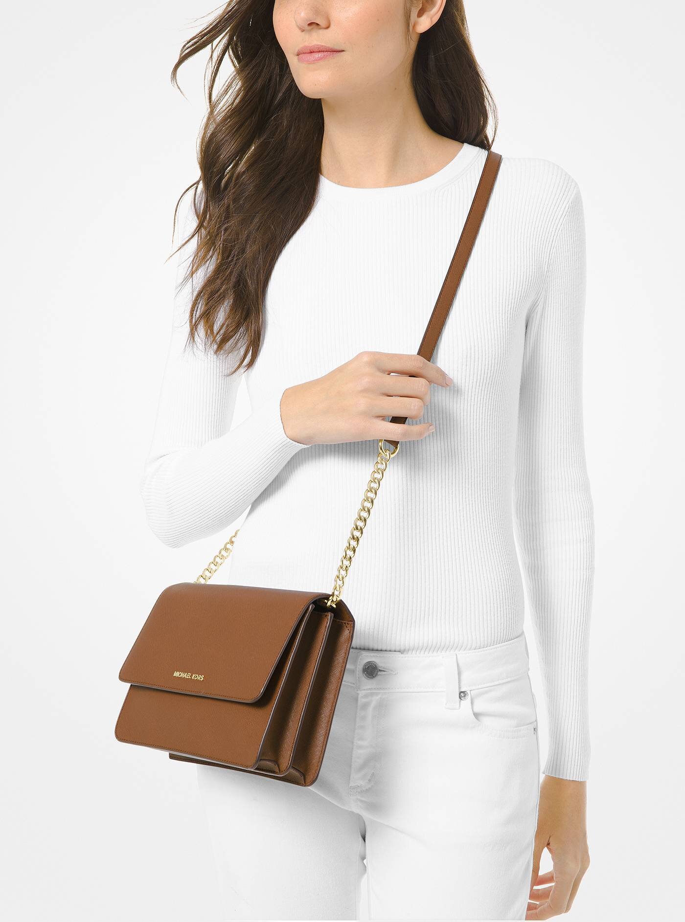 logo saffiano leather crossbody bag