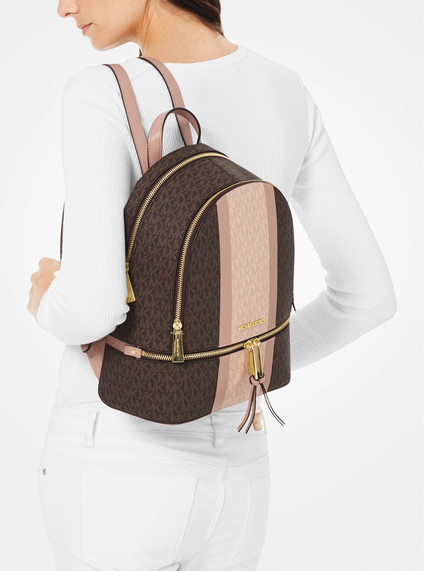rhea medium logo and leather backpack